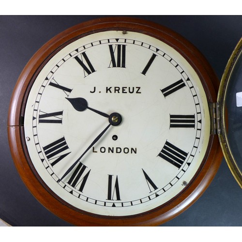 356 - A 19th century mahogany dial clock by J. Kreuz, London, 11