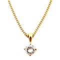 An 18ct yellow gold diamond solitaire pendant necklace, the 0.55ct, 5.5 by 3mm, brilliant cut stone ... 