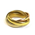 A Russian tri yellow metal wedding ring, size J/K, 7.7g
