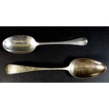 Two 19th century silver table spoons, comprising a George III Scottish silver table spoon, engraved ... 