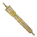 A late 18th century Continental gold plated fob chain, of fancy design with five rows of chain links... 