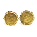 Two Edward VII gold half sovereigns, both 1903, one Sydney Australia Mint, set in 9ct gold cufflink ... 