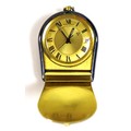 A vintage Jaeger LeCoultre pocket alarm clock, circa 1969, ref 11074.71, the brushed gold dial with ... 