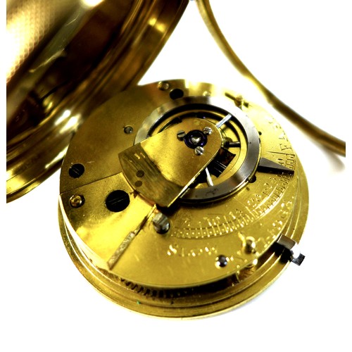 259 - A William IV 18ct gold cased open faced verge fusee pocket watch, key wind, the gold sunburst engrav... 
