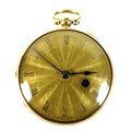 A William IV 18ct gold cased open faced verge fusee pocket watch, key wind, the gold sunburst engrav... 
