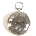 A Victorian silver open faced pocket watch, silvered face with engine turned chapter ring set with g... 