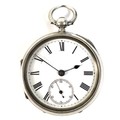 A Victorian silver open faced pocket watch, the white enamel dial with black Roman numerals, minute ... 