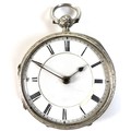A Victorian silver open faced pocket watch, key wind, engraved with foliate, floral and scrolling de... 