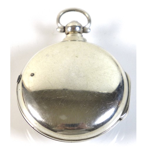 252 - An 18th century silver pair cased verge escapement pocket watch, with white enamel face, Roman numer... 