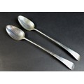 Two Two George III silver old English pattern George III silver basting spoons, both with the engrav... 