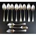 Eleven George III silver dessert spoons, comprising four spoons,  Duncan Urquhart & Naphtali Hart, L... 