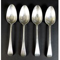 Four George III Hanoverian pattern silver tablespoons, Richard Crossley, London 1793, all approximat... 