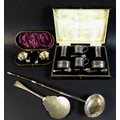 A collection Victorian and later silver cruet sets and flatware, comprising a Victorian cruet set, w... 