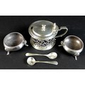 A collection of Victorian and later silver cruet wares, comprising a Victorian single handled circul... 