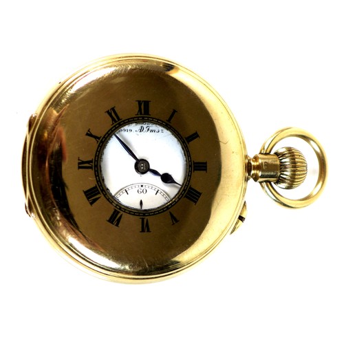 262 - A George V Charles Frodsham 18ct gold cased half hunter pocket watch, keyless wind, number 09919, wi... 