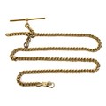An 18ct gold Albert, the curb link chain complete with T bar, each link individually marked, 37.8g, ... 