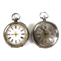 Two Continental 935 silver pocket watches, one marked Made in Switzerland with silver face and Roman... 