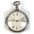 A George III silver pair cased pocket watch with verge escapement by John Peterkin, London, numbered... 