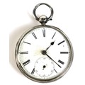 An early Victorian silver cased pocket watch, the verge escapement movement not named but numbered 1... 
