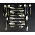 A group of Danish silver teaspoons, early 20th century, comprising a set of nine fiddle and thread p... 