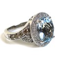 A Le Vian 14K white gold, aquamarine and diamond ring, set with an oval cut aquamarine of 2.08ct sur... 