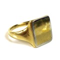 An 18ct gold signet ring, the rectangular field blank with white gold border, size R, 9.6g.