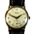A 9ct gold cased Rotary wristwatch, with Arabic numerals to the champagne coloured dial and subsidia... 