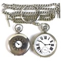 A silver cased half-hunter keyless wind pocket watch, Swiss made, marked to the enamel face for J. W... 