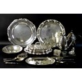 A collection of silver plated wares, including Danish items, a presenttion tray and another, a bowl,... 