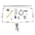 A small group of Continental silver items, comprising a quartz bead filigree necklace, 84cm, a quart... 