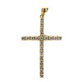 An 18K gold and diamond cross shaped pendant, set with twenty two 0.025ct, 1.9mm, round cut stones, ... 