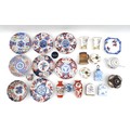 A large group of English, European, Chinese and Japanese ceramics, including seven Japanese Imari pl... 