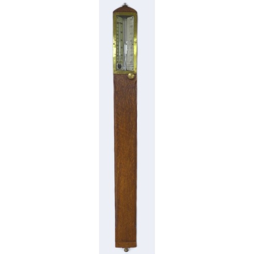 307 - An early 20th century oak wall barometer, marked ‘Corrected for Capacity No 849, Annan, London’, 9 b... 