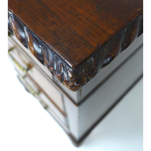 312 - A mid 20th century mahogany twin pedestal desk, in Georgian Chippendale style, with eight drawers, 1... 