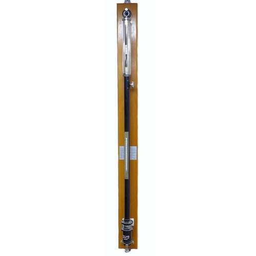 300 - A modern stick barometer, with thermometer, on a mahogany backboard, 8.5 by 8 by 105cm high.