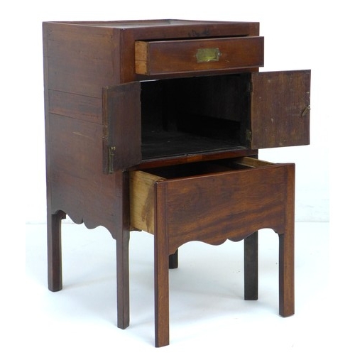 303 - A George III mahogany night stand, with single drawer over cupboard and drawer-slide base, raised on... 