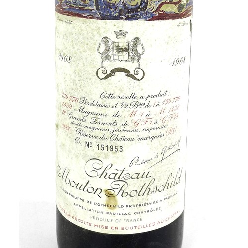 189 - Vintage Wine: a bottle of Chateau Mouton Rothschild, 1968, Pauillac, Premier Grand Cru Classe, bottl... 