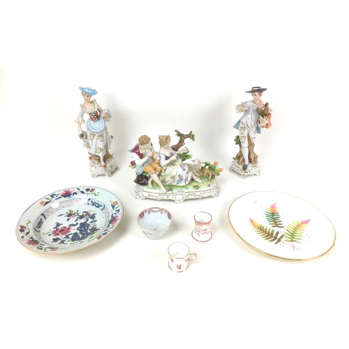 73 - Eight pieces of early 19th century and later British and continental porcelain, including a Chinese ... 