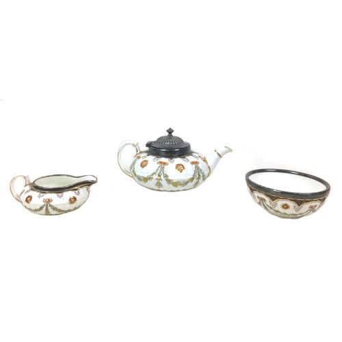 69 - A 19th century Wedgwood bachelor's tea set, comprising teapot, with white metal lid, 20 by 14 by 10c... 