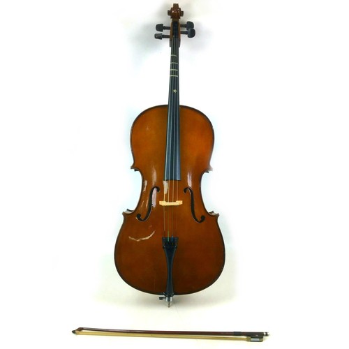 130 - A Stentor half size cello, together with bow and soft case.