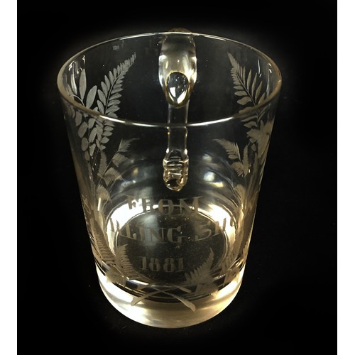 80 - Three George III and Victorian glass Christening and commemorative tankards, each with acid etched i... 