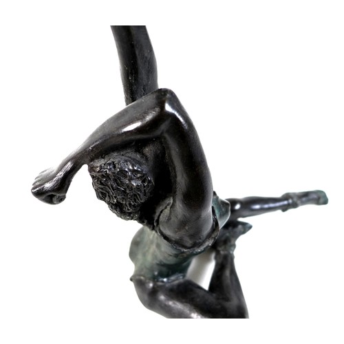 122 - Sue Riley (British, 20th century): 'Stretching Dancer', a cast bronzed resin sculpture, inscribed to... 