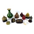 A group of Oriental decorative items, mostly Chinese, comprising an oval faux tortoiseshell box pain... 
