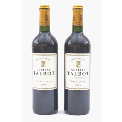 186 - Vintage Wine: two bottles of Chateau Talbot St. Julien, 2005, Grand Cru, U: both high fill. (2)