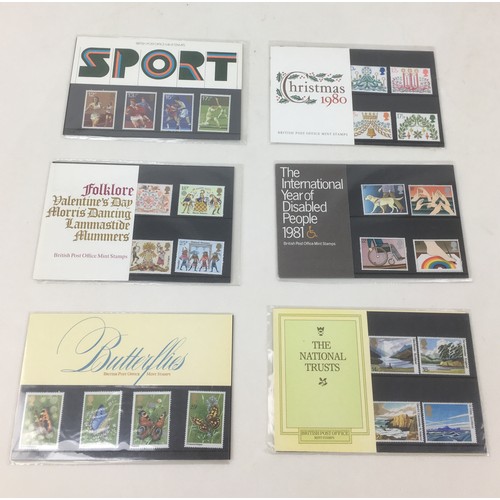 142 - A collection of 108 Royal Mail mint stamp packs, dating from 1978-1991, together with a quantity of ... 