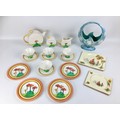 A collection of Art Deco and similar style ceramics, comprising, a Beswick Art Deco style floral bas... 