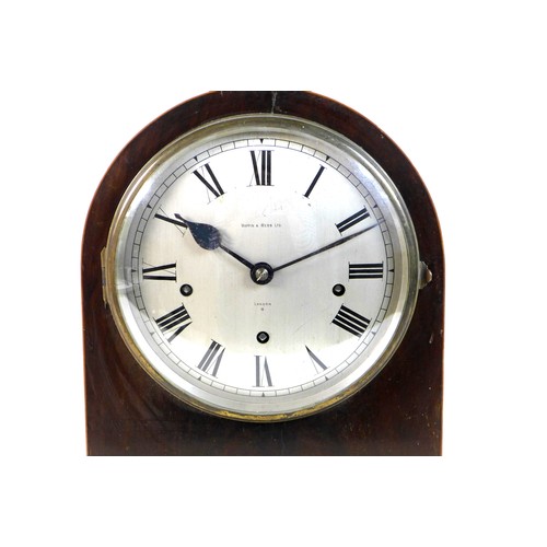 121 - A Mappin & Webb domed top mahogany cased clock, with eight day movement, and silvered Roman numeral ... 