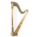 A Victorian harp, Sebastian and Pierre Erard's Harp Patent, No 5535, birds eye maple inlaid giltwood... 