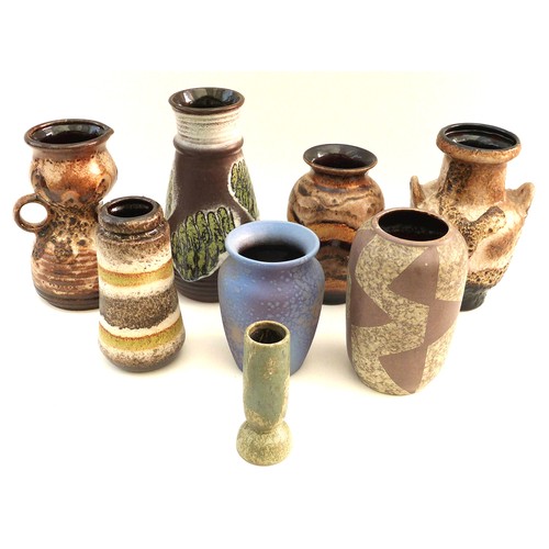 36 - A group of eight West German pottery vases, including  a baluster vase, numbered 650 to the base, 25... 