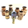 A group of eight West German pottery vases, including  a baluster vase, numbered 650 to the base, 25... 